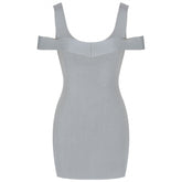 Mini-Bandage-Kleid mit Rundhalsausschnitt und kurzen Ärmeln, gestreift, SW040