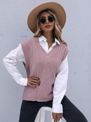 Einfarbige Weste mit V-Ausschnitt