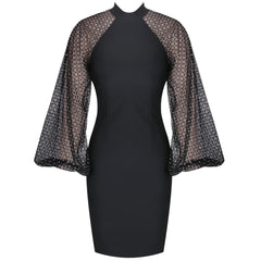 Puffärmeliges Midi-Bandagekleid PP091919