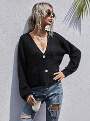 Knitted Solid Color Long Sleeve Sweater