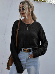 Einfarbiger Strickpullover mit langen Ärmeln und Twist