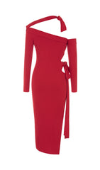 SUSA – Schulterfreies Midikleid in Rot