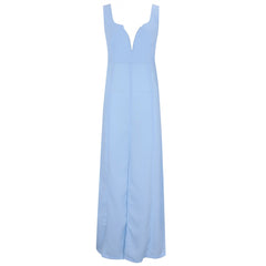 Ärmelloses Maxikleid mit tiefem V-Ausschnitt und Trägern HI959