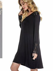 Camisón informal holgado de algodón tejido en color liso para mujer