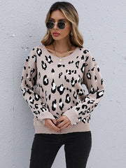 Suéter de punto con estampado de leopardo