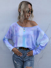 Camiseta de mujer con cuello redondo y efecto tie-dye