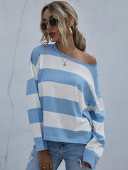 Rundhals-Strickpullover mit langen Ärmeln