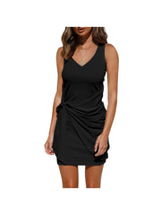 V-neck Sleeveless knotted commuter dress