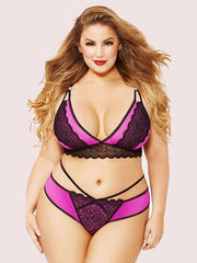 Plus Spitzen-Patchwork-Dessous-Set mit Perspektive