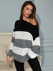 Suéter de punto con bloques de color a rayas