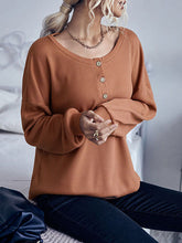 Solid Color Button Down Crew Neck Knit