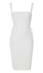 Strapy Hip Wrap Midi Dress in White