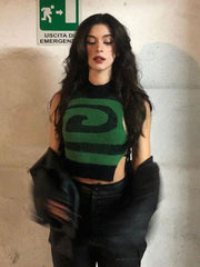 Chaleco de lana con ondas caladas