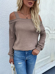 Durchbrochener trägerloser Strickpullover