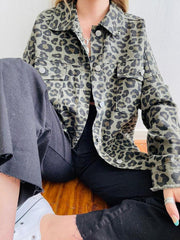 Leopard Print Long Sleeve Coat