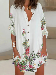 Cárdigan de manga larga estampado, camisa holgada de un solo pecho