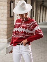 Roter Weihnachtspullover mit Rundhalsausschnitt