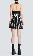 Stripe Strappy Mini Dress in Black