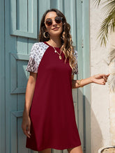 Round Neck Casual Print Stitching Loose Dress