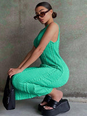 Vestido liso ajustado sin mangas