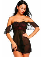 Pijama sexy de encaje de un solo hombro