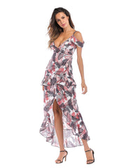 Vestido de tirantes irregulares con escote en V