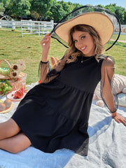 Round Neck Long Sleeve Cutout Dress