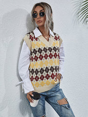 Chaleco tipo suéter con cuello en V para mujer