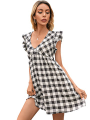 Vestido largo de cuadros bicolor