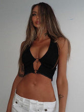 Love Button Lace-up Denim Vest