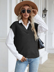 Einfarbige Strickpulloverweste