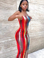 Schmales langes Kleid ohne Schultern