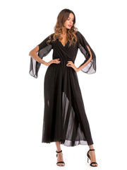 Vestido de gasa de color puro, falda amplia, falda larga.