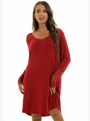 Camisón informal holgado de algodón tejido en color liso para mujer