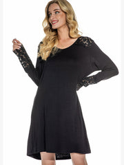 Camisón informal holgado de algodón tejido en color liso para mujer