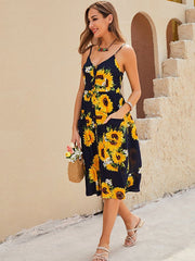 Kleid mit Sonnenblumen-Print