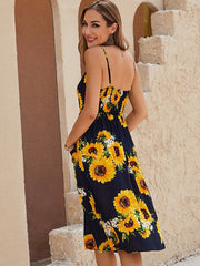Kleid mit Sonnenblumen-Print