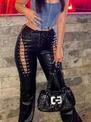 Gerade geschnittene Lederhose