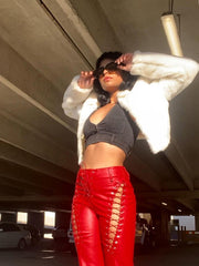 Gerade geschnittene Lederhose