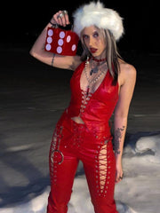 Gerade geschnittene Lederhose