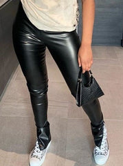 Casual PU Leather Trousers