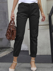 Stretch-Crop-Jeans mit mittlerer Leibhöhe