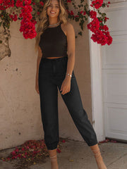 Stretch-Crop-Jeans mit mittlerer Leibhöhe