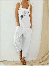 Cotton and Linen Printed Pocket Overalls