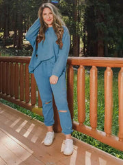 Casual Long-Sleeved Sweater Cotton Suit