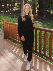 Casual Long-Sleeved Sweater Cotton Suit