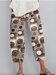 Printed Elastic Waist Pocket Trousers