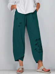 Printed Elastic Waist Pocket Trousers