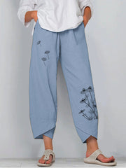 Printed Elastic Waist Pocket Trousers