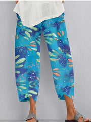 Printed Elastic Waist Pocket Trousers
